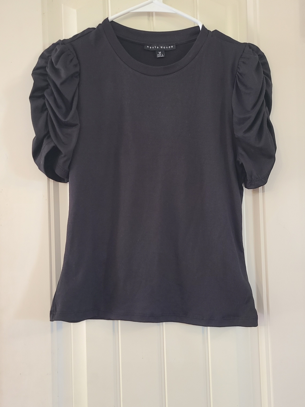 Haute Monde Black Puff Sleeve Tee Size M